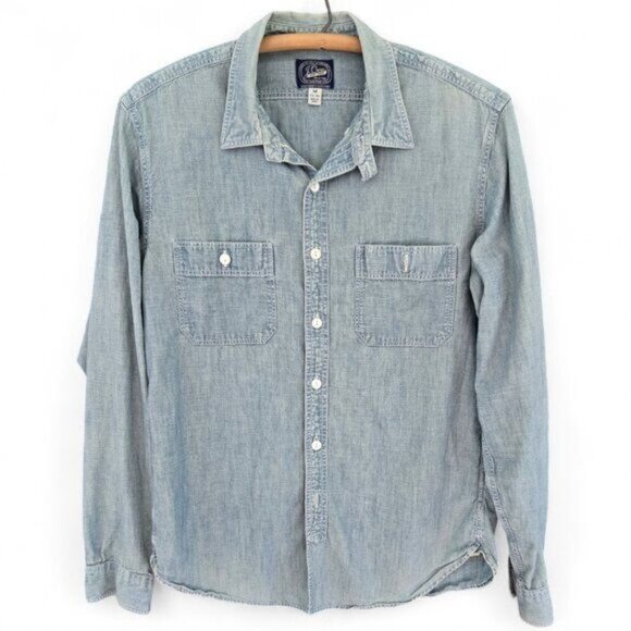 J. Crew Other - J.Crew Mens Medium Slim Denim Button Down Long Sleeve Tab Collar Shirt